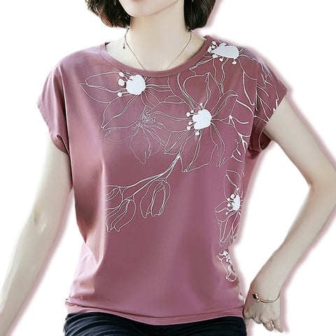 New 2020 Spring Summer Casual Women's Shirt Tops Cotton Loose Batwing Sleeve 7 Color Print Floral Female Blouse Plue Size M-4XL