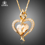 Austrian Crystal Gold Color Heart Pendant Necklace