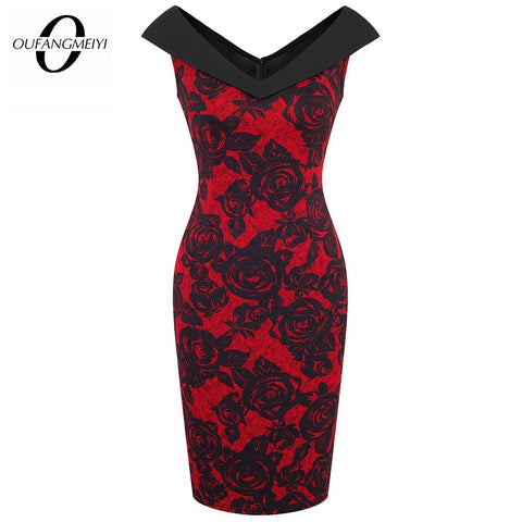 Women Elegant V Neck  Casual Dress Sexy Sleeveless Summer Dress