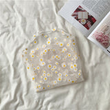 Summer Autumn Women Casual Mesh Pattern Daisy Flower Printed Blouse Tops Girls Mesh Shirts See Through Shirt For Female