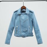 Fitaylor 2020 Spring Autumn Women Faux Soft Leather Jacket Long Sleeve Pink Biker Coat Zipper Design Motorcycle PU Red Jacket