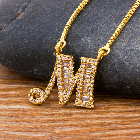 Necklace Gold 26 Letters Charm Pendants  Chain Jewelry For Women Girls