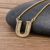 Necklace Gold 26 Letters Charm Pendants  Chain Jewelry For Women Girls