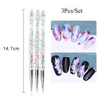 NICOLE DIARY UV Gel Brush Liner Painting Pen Acrylic Drawing Brush for Nails Gradient Rhinestone Handle  Nail Art Tool