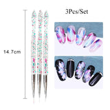 NICOLE DIARY UV Gel Brush Liner Painting Pen Acrylic Drawing Brush for Nails Gradient Rhinestone Handle  Nail Art Tool