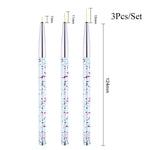NICOLE DIARY UV Gel Brush Liner Painting Pen Acrylic Drawing Brush for Nails Gradient Rhinestone Handle  Nail Art Tool