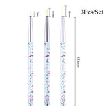 NICOLE DIARY UV Gel Brush Liner Painting Pen Acrylic Drawing Brush for Nails Gradient Rhinestone Handle  Nail Art Tool