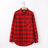 Tangada  fashion women chic oversized plaid blouse long sleeve female casual   print shirts stylish cotton tops blusas XQ01