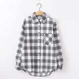 Tangada  fashion women chic oversized plaid blouse long sleeve female casual   print shirts stylish cotton tops blusas XQ01