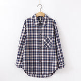 Tangada  fashion women chic oversized plaid blouse long sleeve female casual   print shirts stylish cotton tops blusas XQ01