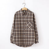 Tangada  fashion women chic oversized plaid blouse long sleeve female casual   print shirts stylish cotton tops blusas XQ01