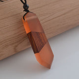 Vintage men woman fashionable wood resin necklace pendant
