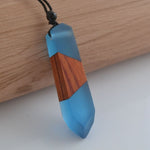 Vintage men woman fashionable wood resin necklace pendant