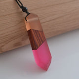 Vintage men woman fashionable wood resin necklace pendant