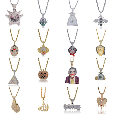 Fashion Punk Hip Hop Women Men Movie Characters Pendant Necklace Crystal Rhinestone Chain Necklace Creative Necklaces Jewelry