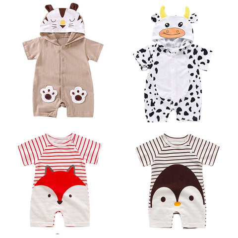 Infant jumpsuit summer romper animal print girl boy cotton suit newborn climbing cartoon rompers cheap stuff baby products
