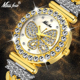Bracelet Butterfly Women Watches Big Diamond 18K Gold Watch Waterproof