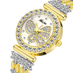 Bracelet Butterfly Women Watches Big Diamond 18K Gold Watch Waterproof