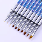 NICOLE DIARY UV Gel Brush Liner Painting Pen Acrylic Drawing Brush for Nails Gradient Rhinestone Handle  Nail Art Tool