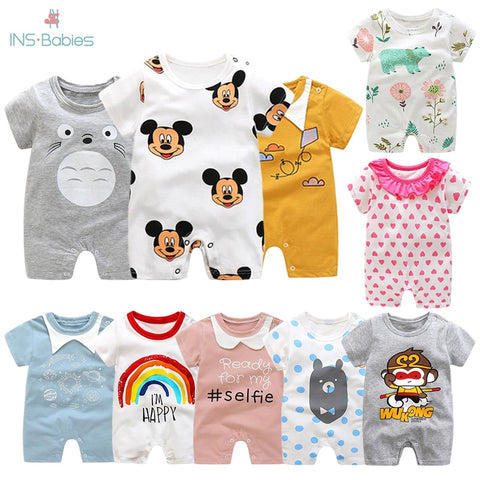 Summer New Style Short Sleeved Girls Dress Baby Romper Cotton Newborn Body Suit Baby Pajama Boys Animal Monkey Rompers 2020 hot