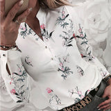 Women's Flower Heart Print Blouse 2020 Spring Summer Fashion Casual Long Sleeve V Neck Shirt Ladies Elegant Buttons Dating Tops