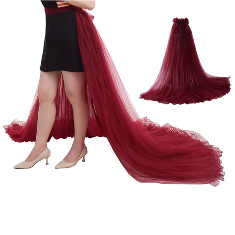 Women Detachable Tulle Overskirt Wedding Bridal Skirt 5-Layers Train Maxi Overlay Skirts