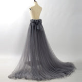 Women Detachable Tulle Overskirt Wedding Bridal Skirt 5-Layers Train Maxi Overlay Skirts