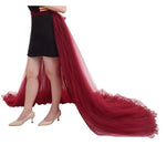 Women Detachable Tulle Overskirt Wedding Bridal Skirt 5-Layers Train Maxi Overlay Skirts