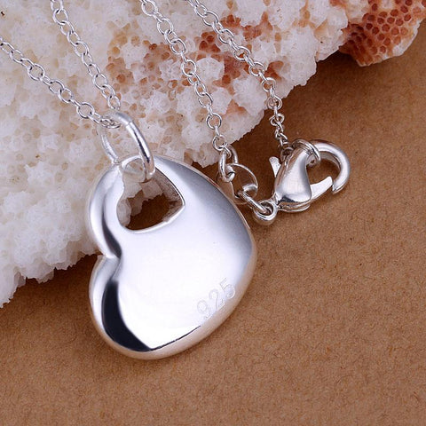 Unisex Jewelry Brand Silver-Color Lovely Heart in Heart Necklaces & Pendants Simple Forever Love Fashion Jewelry for Women