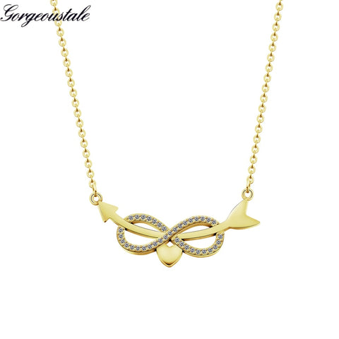 Forever Love Infinity Pendant Necklace Collier Colar Stainless Steel Chain Arrow Heart Necklace For Women Engagement Gift
