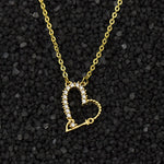 Gold Color Crystals Heart Statement Necklace Women Friendship Jewelry Stainless Steel Chain CZ Forever Love Collier Femme Bijoux