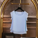 Fashion Brand Short sleeve Women's blouse Summer New Chiffon shirt Sheer O-Neck Casual blouse Plus Size 6XL Loose Female Tops