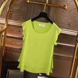 Fashion Brand Short sleeve Women's blouse Summer New Chiffon shirt Sheer O-Neck Casual blouse Plus Size 6XL Loose Female Tops