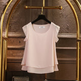 Fashion Brand Short sleeve Women's blouse Summer New Chiffon shirt Sheer O-Neck Casual blouse Plus Size 6XL Loose Female Tops