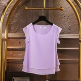 Fashion Brand Short sleeve Women's blouse Summer New Chiffon shirt Sheer O-Neck Casual blouse Plus Size 6XL Loose Female Tops