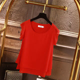 Fashion Brand Short sleeve Women's blouse Summer New Chiffon shirt Sheer O-Neck Casual blouse Plus Size 6XL Loose Female Tops