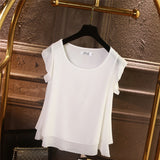 Fashion Brand Short sleeve Women's blouse Summer New Chiffon shirt Sheer O-Neck Casual blouse Plus Size 6XL Loose Female Tops