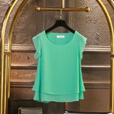 Fashion Brand Short sleeve Women's blouse Summer New Chiffon shirt Sheer O-Neck Casual blouse Plus Size 6XL Loose Female Tops