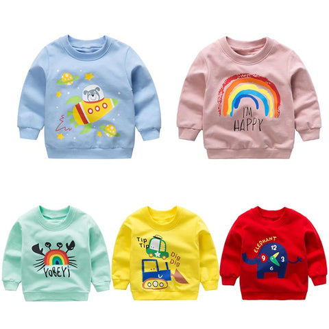 Baby Print Pullover Tee Autumn Winter Kids Sweatshirt Tops Long Sleeve T-shirt Boys Girls Child Baby Clothes